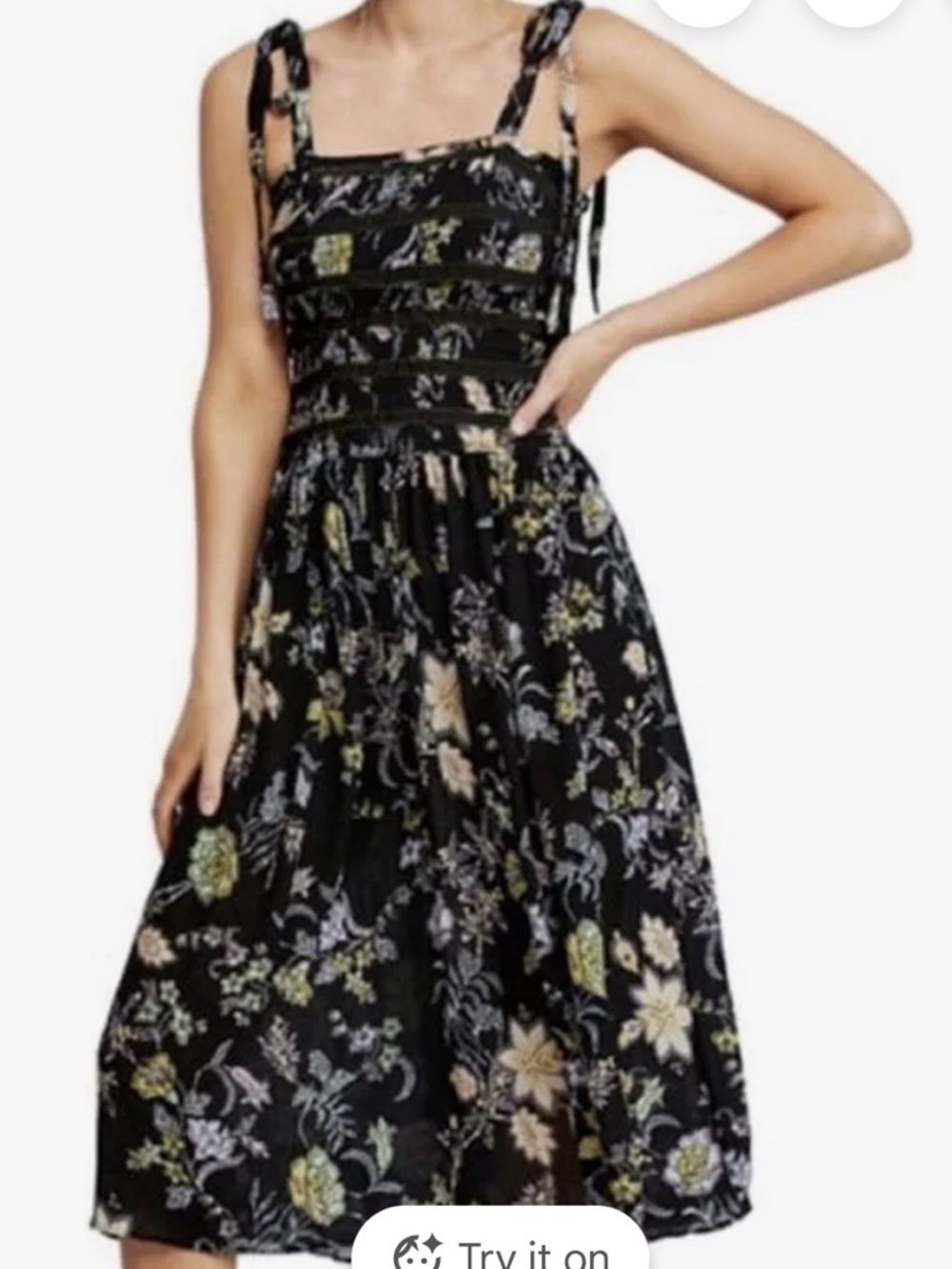 Free People Black Floral Smocked Maxi Dress - Picture 3 of 9